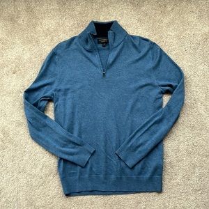 Men’s Blue cotton long sleeve zip up shirt